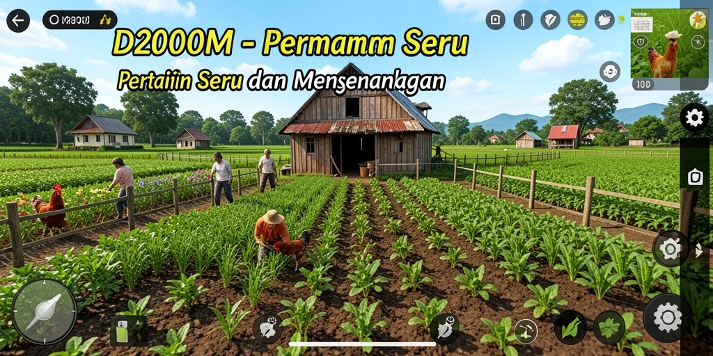 Tampilan gameplay D200M, menunjukkan aktivitas pertanian yang memukau.