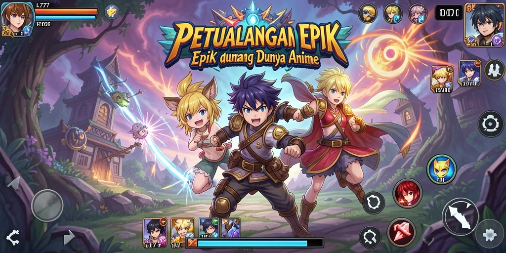Tangkapan layar menunjukkan karakter anime dalam aksi yang seru.