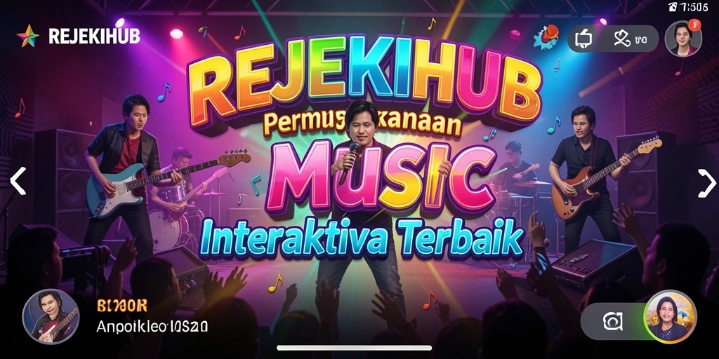 Tampilan gameplay interaktif REJEKIHUB dengan berbagai lagu.