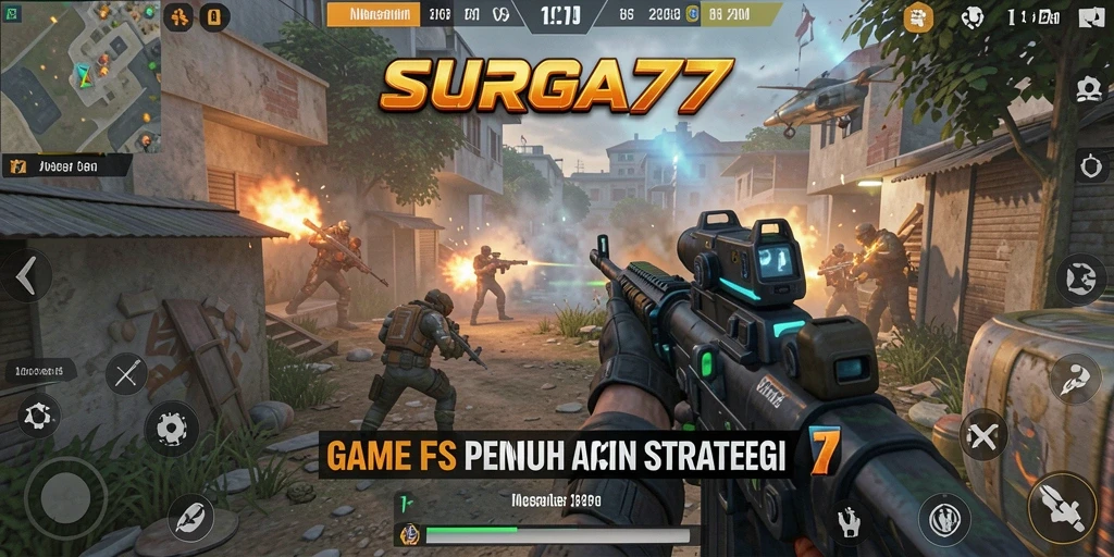 Gameplay <strong>SURGA77</strong> dengan senjata dan karakter yang beragam.